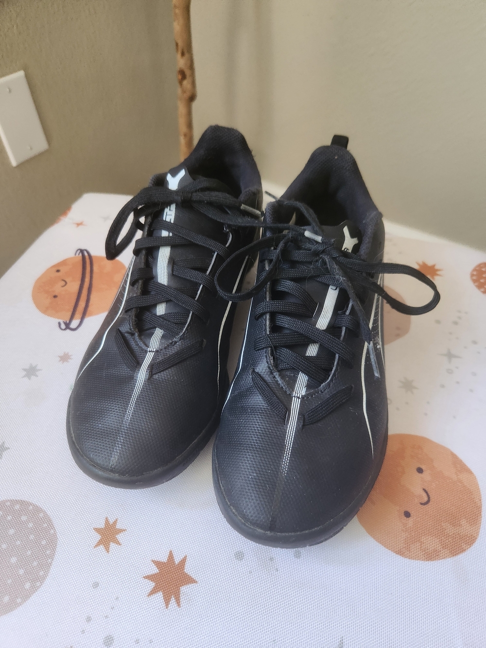 Puma Black Kids' Lace-Up Sneakers with White Accents